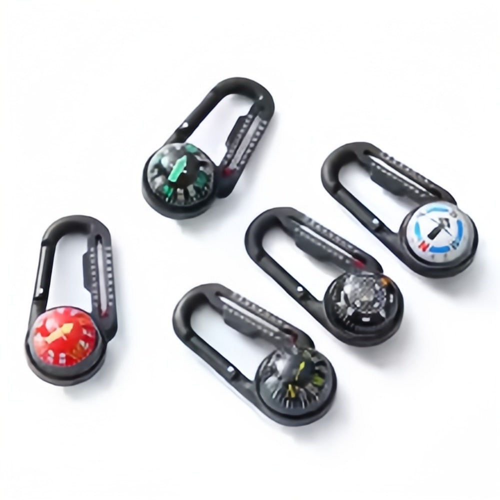 Multifunctional Carabiner Compass Keychain with Thermometer for Hiking Camping Survival Gear