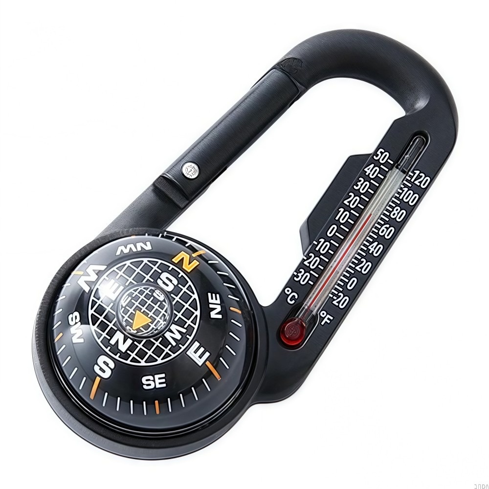 Multifunctional Carabiner Compass Keychain with Thermometer for Hiking Camping Survival Gear