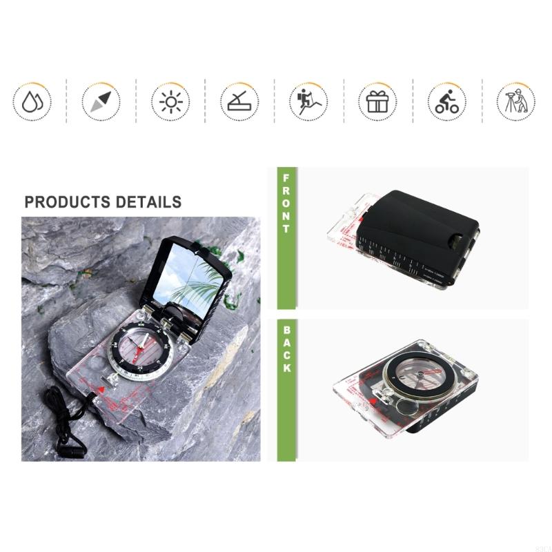 Precision Orienteering Compass with Mirror Sighting for Accurate Navigation Compass Outdoor Survival Tool