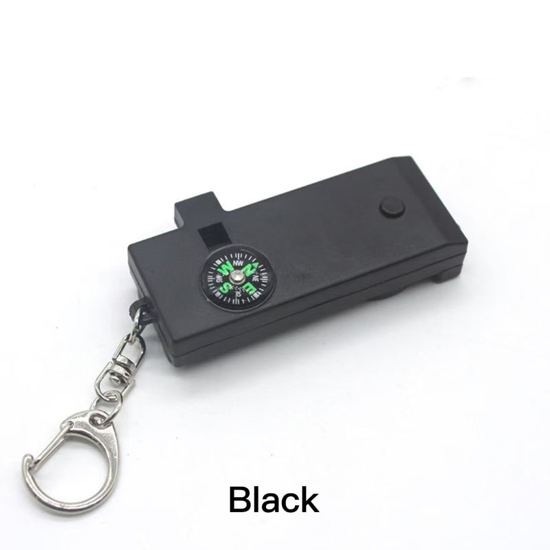 All in One Outdoor Survival Tool Mini Kit with Compass, LED Light, Whistle & Magnifier