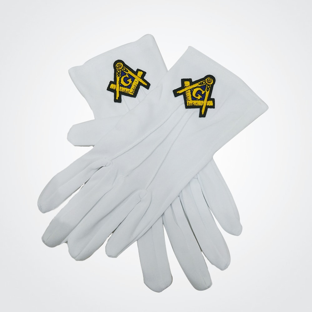 Freemason White Cotton Gloves Embroidered Regalia Symbol For Ceremonial Use 3