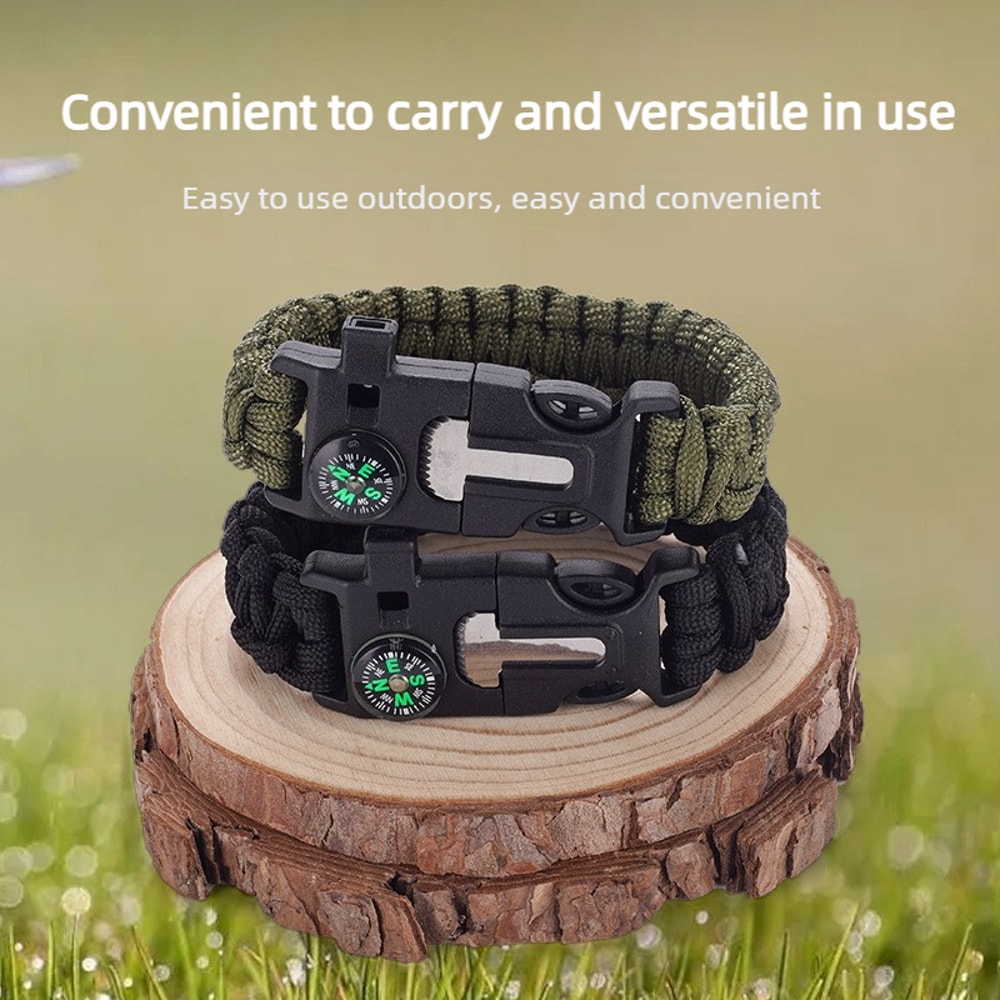Paracord Survival Bracelet with Compass Fire Starter Tactical Emergency Gear