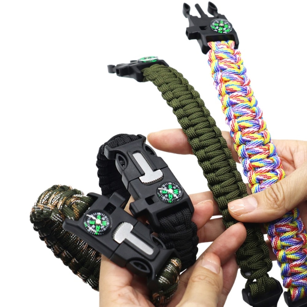 Paracord Survival Bracelet with Compass Fire Starter Tactical Emergency Gear