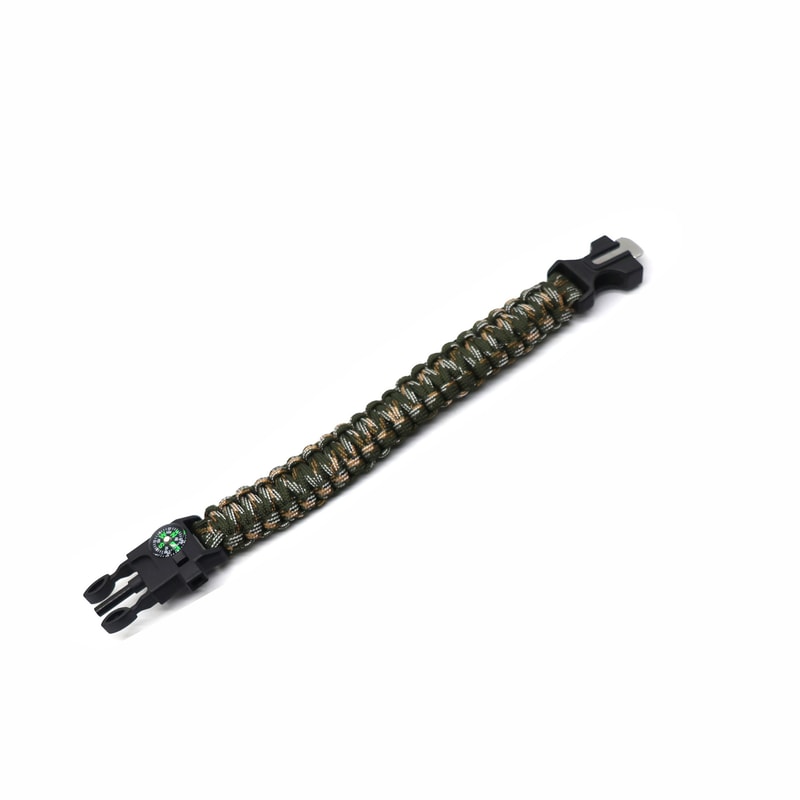 Paracord Survival Bracelet with Compass Fire Starter Tactical Emergency Gear