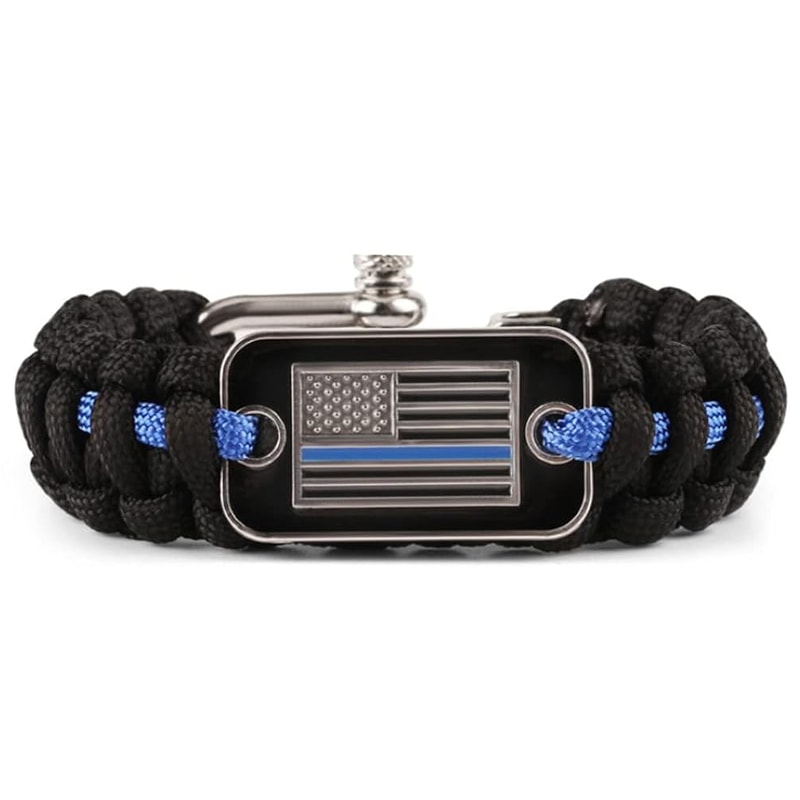 Tactical Survival Paracord Bracelet For Men With Bronze USA Flag Adjustable Outdoor Gear 7