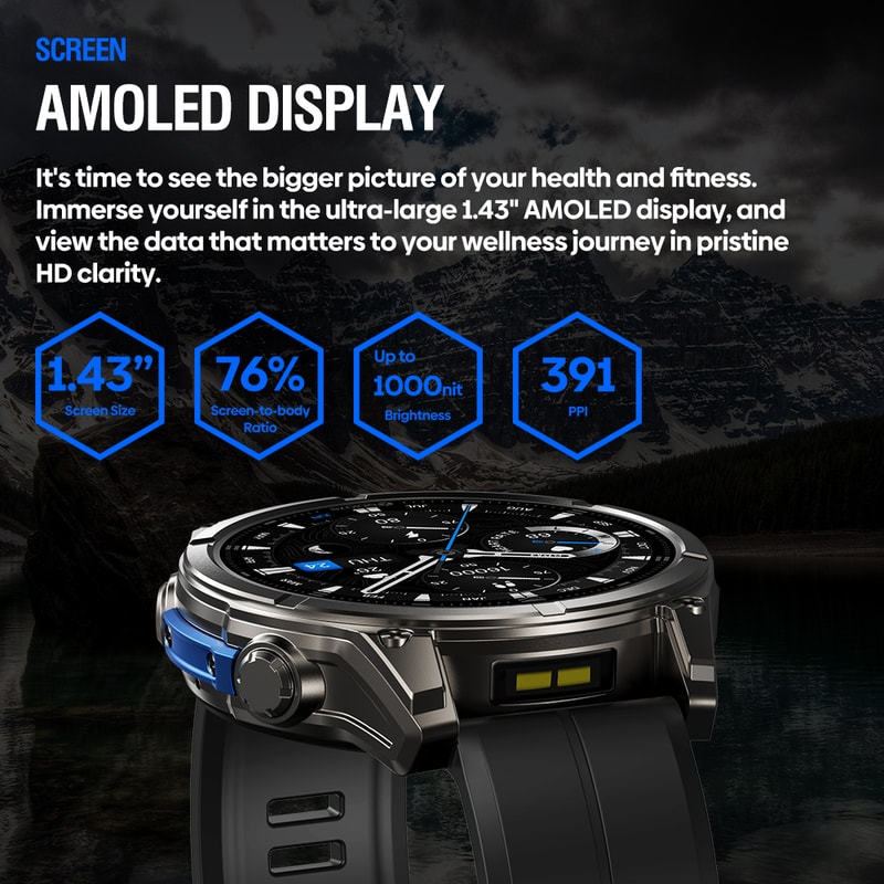 Outdoor Tactical Smart Watch With Flashlight Fitness Tracker Heart Rate Blood Pressure Monitor 2