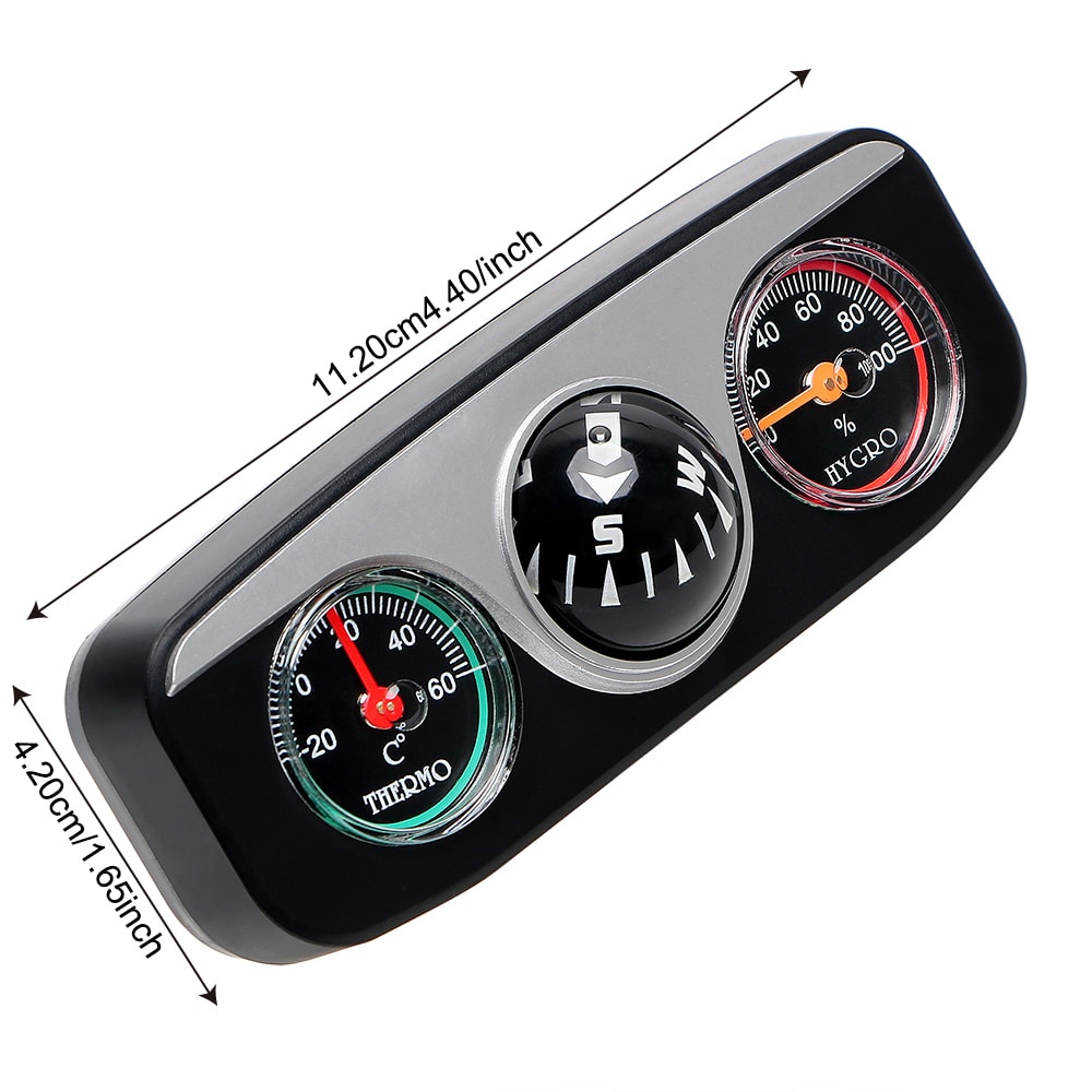 Multi-Function Car Compass Thermometer Hygrometer Dashboard Navigation Decor