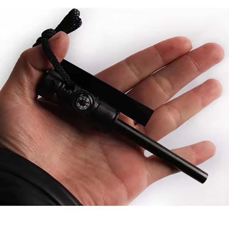 Magnesium Fire Starter Survival Kit with Whistle Compact Flint Fire Starter for Outdoor Emergency EDC