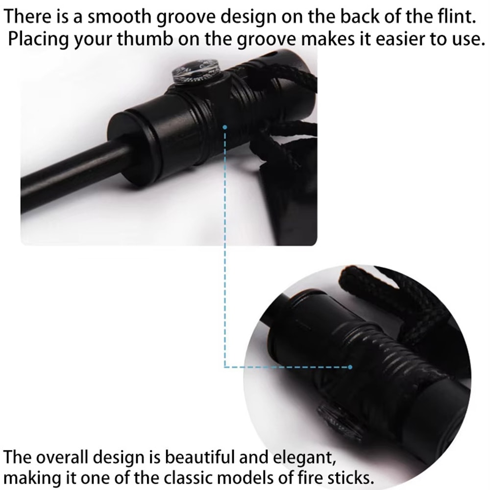 Magnesium Fire Starter Survival Kit with Whistle Compact Flint Fire Starter for Outdoor Emergency EDC