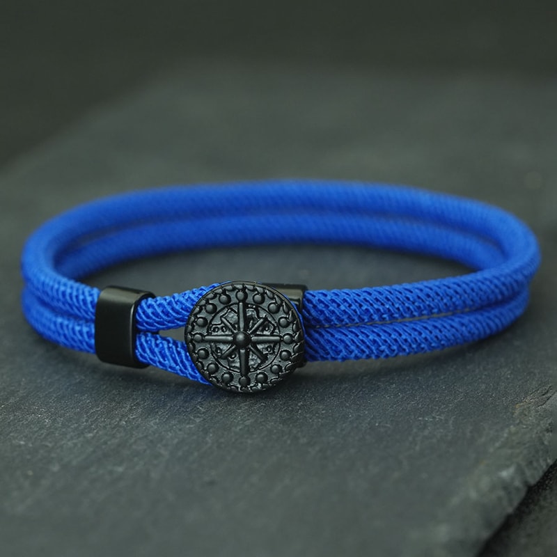 Nautical Compass Braided Rope Bracelet for Men Handmade Hook Surf Style Gift
