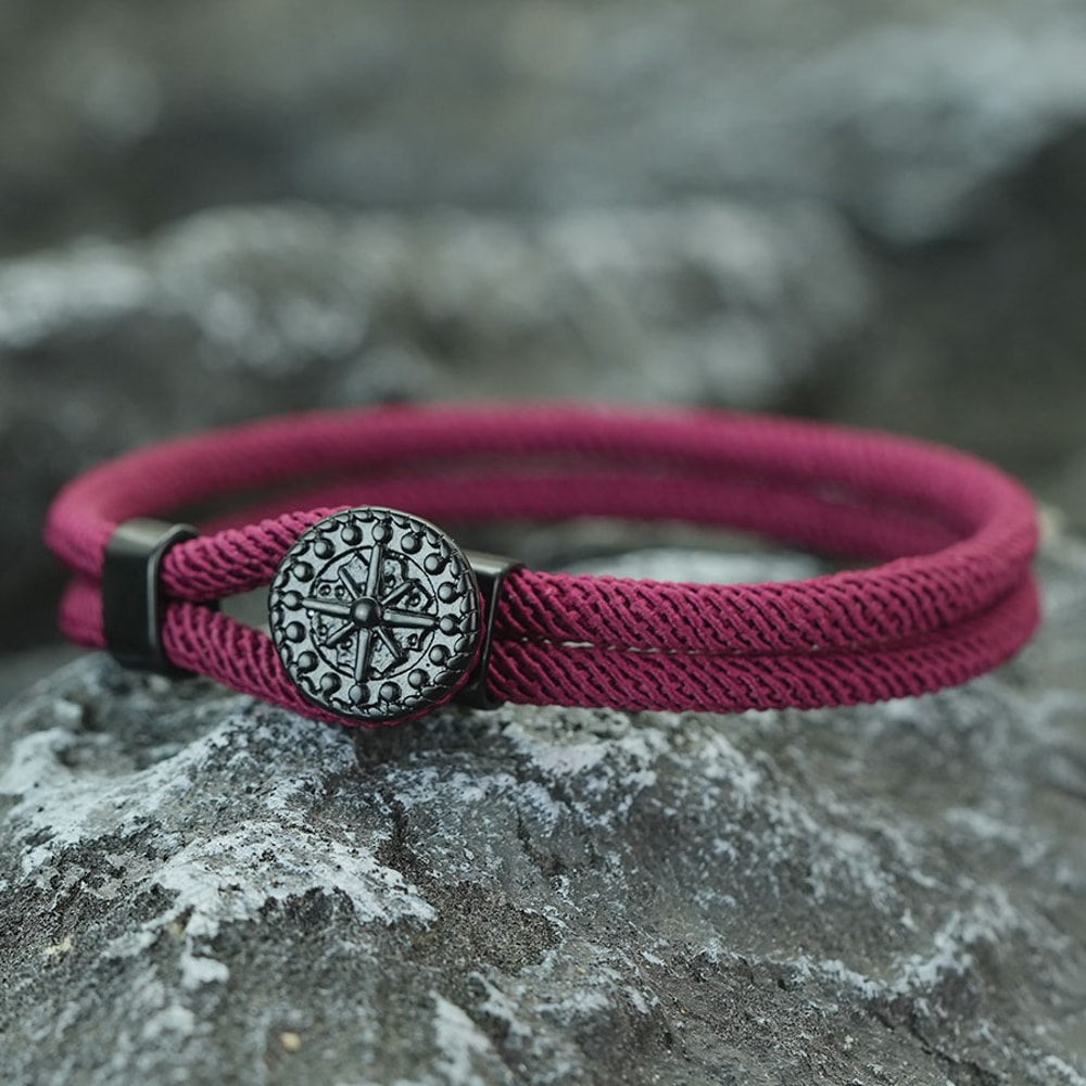 Nautical Compass Braided Rope Bracelet for Men Handmade Hook Surf Style Gift