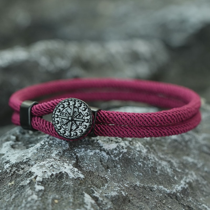 Nautical Compass Braided Rope Bracelet for Men Handmade Hook Surf Style Gift