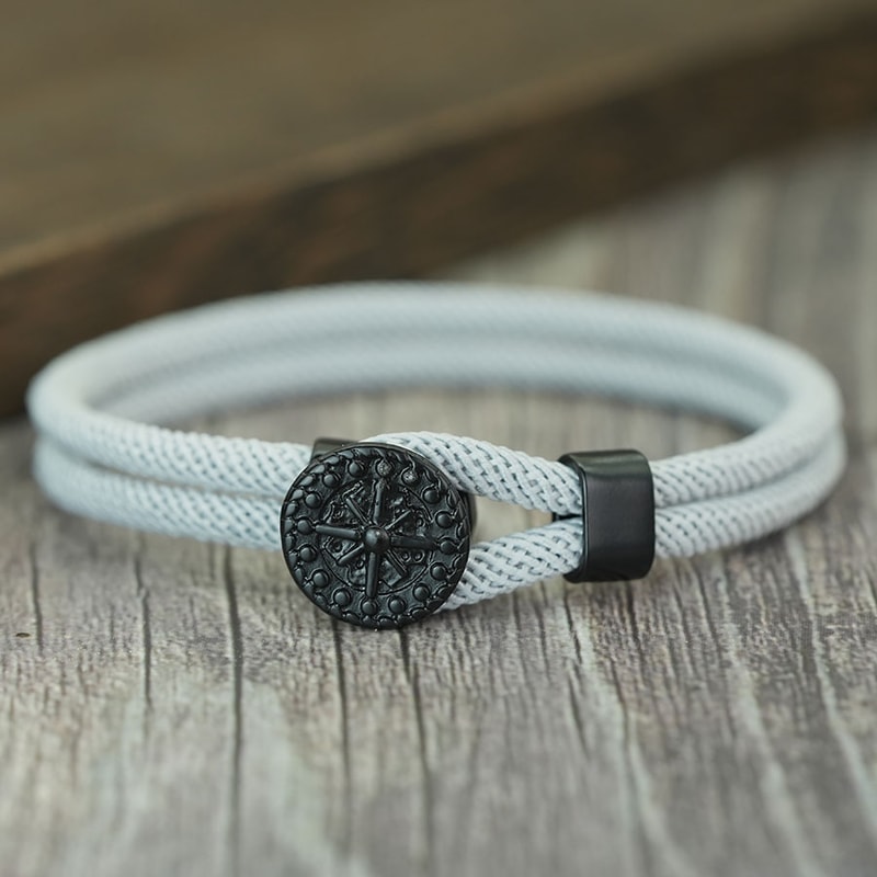 Nautical Compass Braided Rope Bracelet for Men Handmade Hook Surf Style Gift