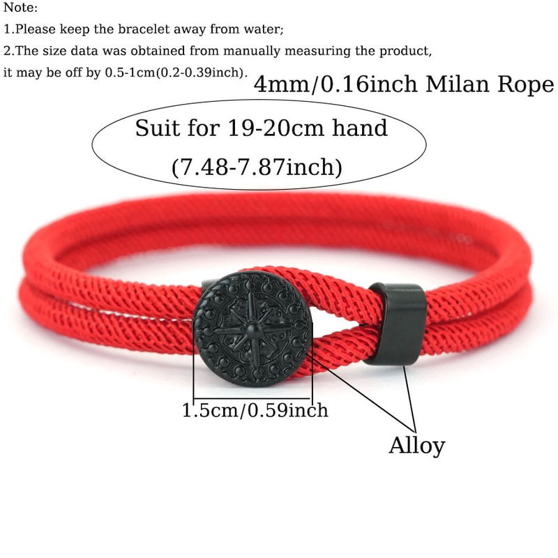 Nautical Compass Braided Rope Bracelet for Men Handmade Hook Surf Style Gift