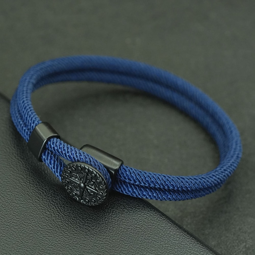 Nautical Compass Braided Rope Bracelet for Men Handmade Hook Surf Style Gift