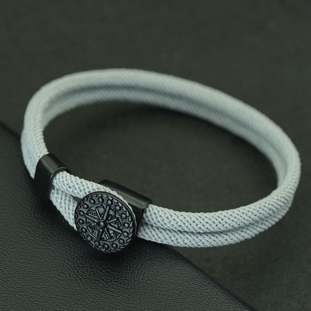 Nautical Compass Braided Rope Bracelet for Men Handmade Hook Surf Style Gift