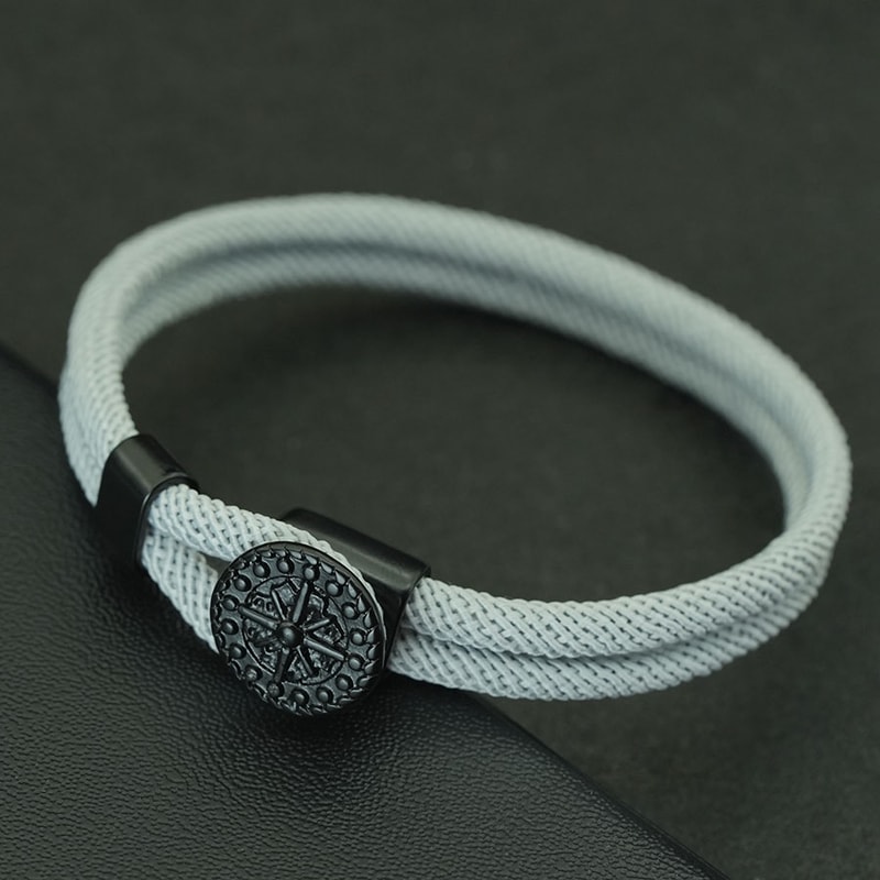 Nautical Compass Braided Rope Bracelet for Men Handmade Hook Surf Style Gift