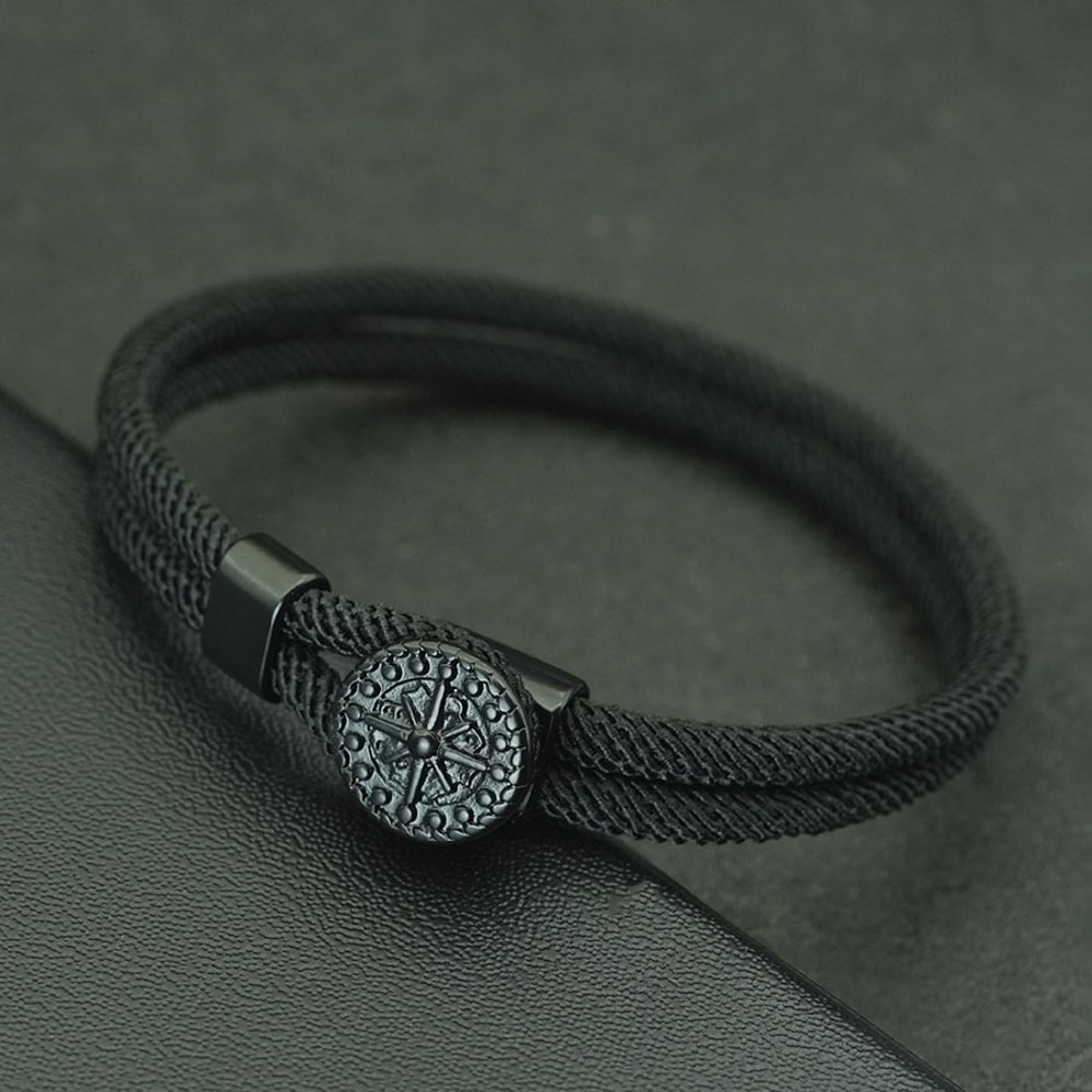 Nautical Compass Braided Rope Bracelet for Men Handmade Hook Surf Style Gift