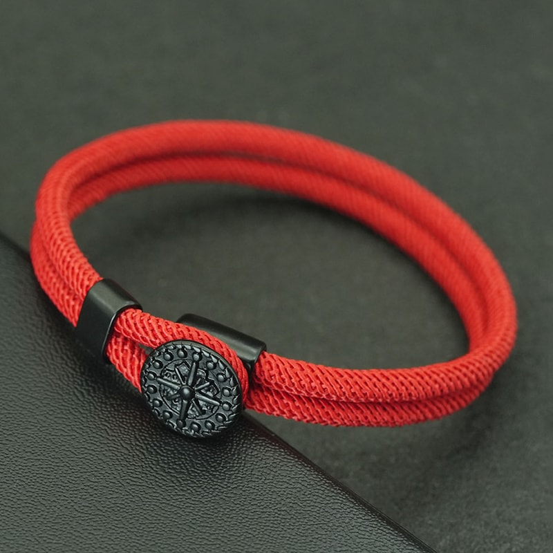 Nautical Compass Braided Rope Bracelet for Men Handmade Hook Surf Style Gift