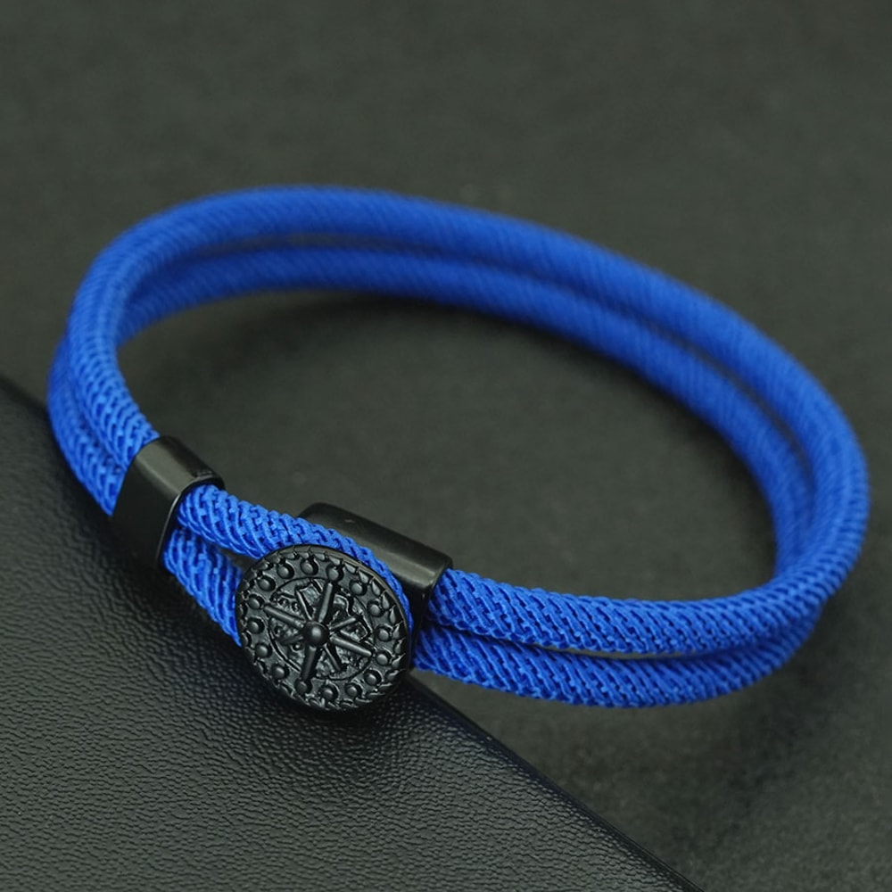 Nautical Compass Braided Rope Bracelet for Men Handmade Hook Surf Style Gift