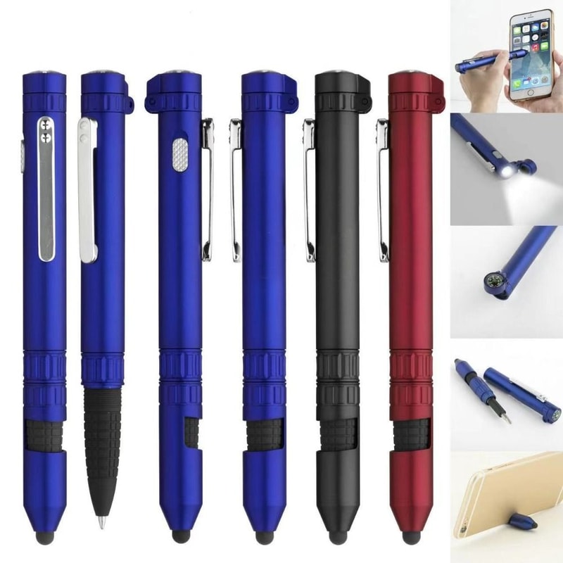 Multifunctional Tactical Pen Light With Screwdriver Compass Stylus Portable EDC Tool 3