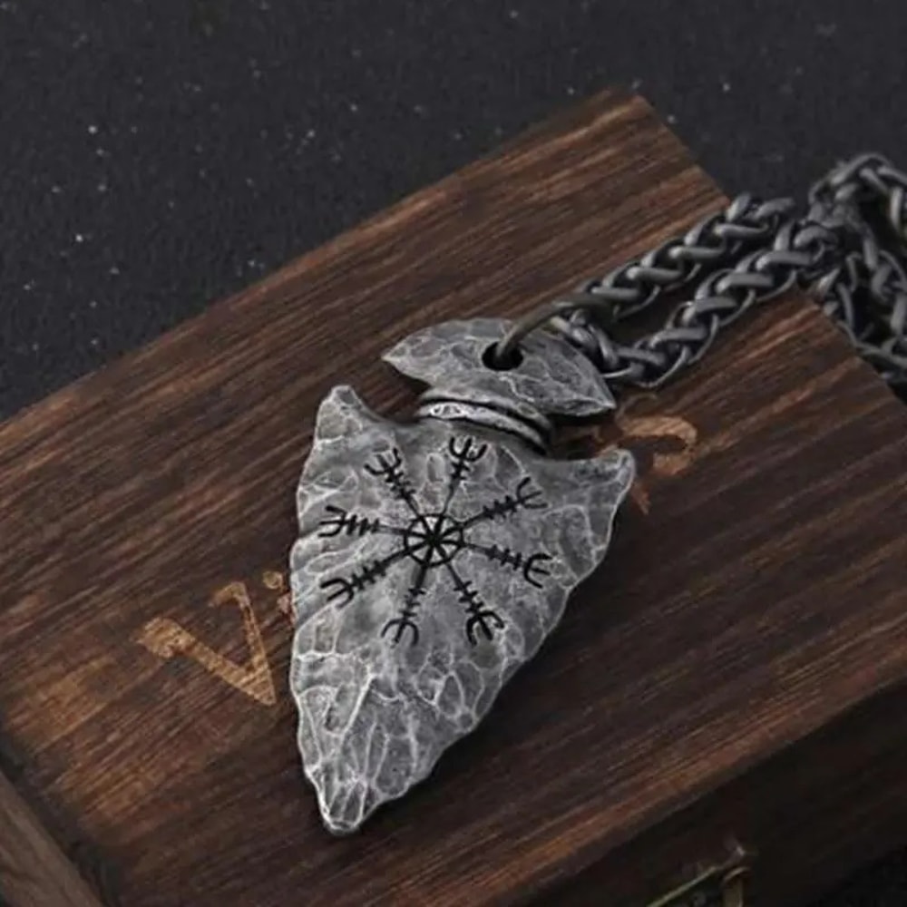 Viking Spear Rune Pendant Necklace Norse Pirate Amulet Jewelry