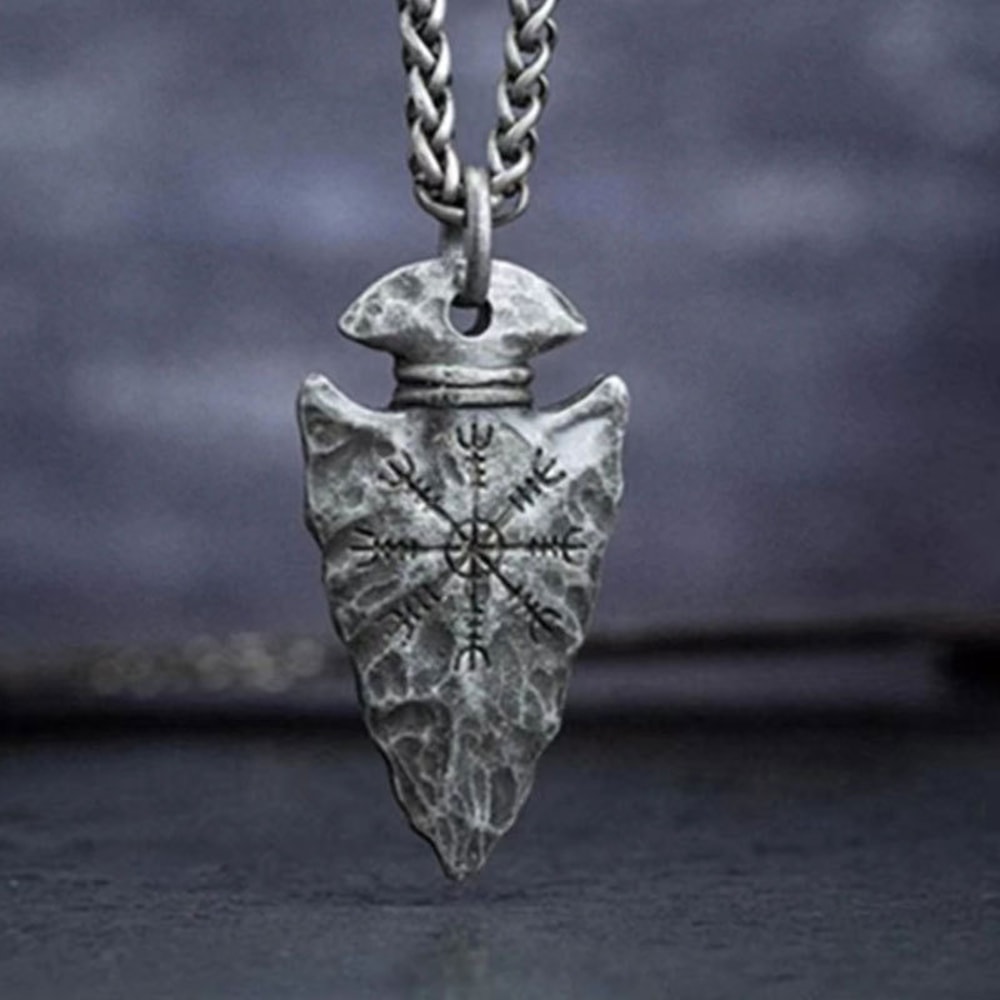 Viking Spear Rune Pendant Necklace Norse Pirate Amulet Jewelry