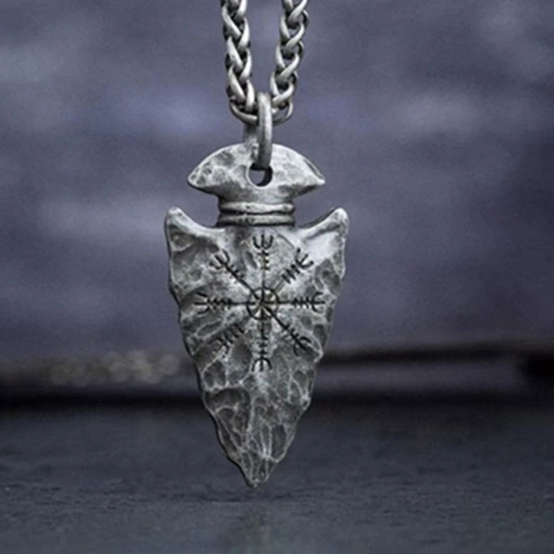 Viking Spear Rune Pendant Necklace Norse Pirate Amulet Jewelry