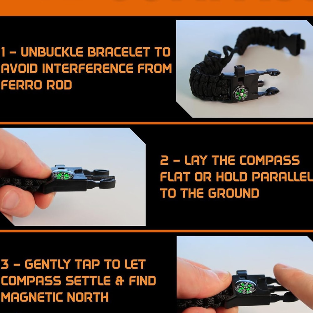 Survival Paracord Bracelet With Compass Whistle Emergency Rescue Gear For Outdoor Adventure 3