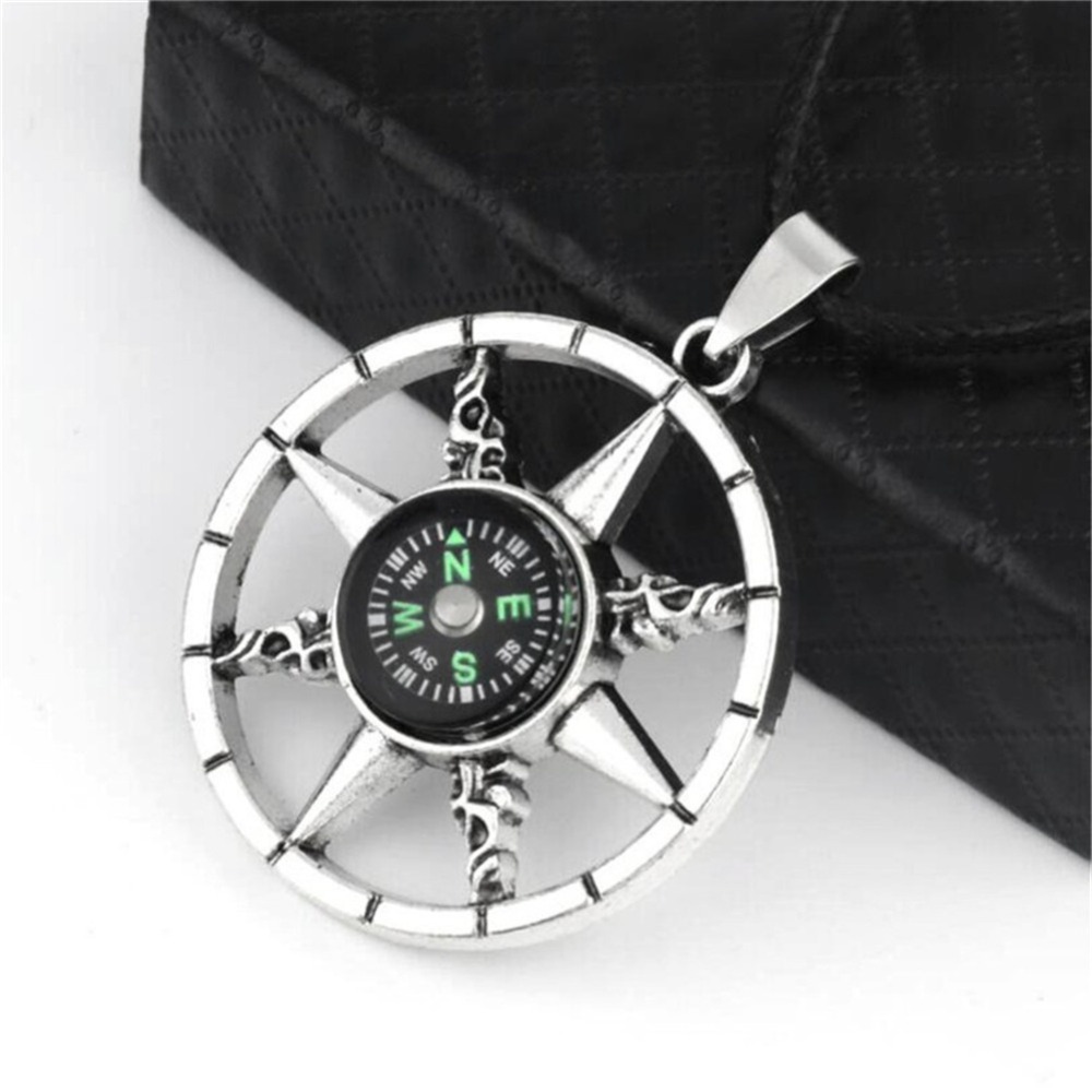 Compass Pendant Necklace, Personalized Street Style Jewelry Gift for Men Women