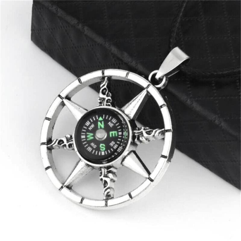 Compass Pendant Necklace, Personalized Street Style Jewelry Gift for Men Women