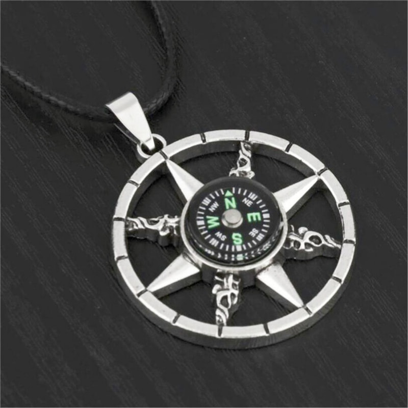 Compass Pendant Necklace, Personalized Street Style Jewelry Gift for Men Women