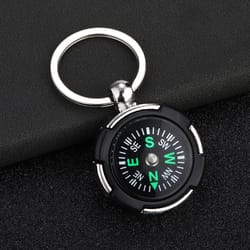 compact outdoor compass keychain, mini survival navigation key holder for hiking camping adventure gear
