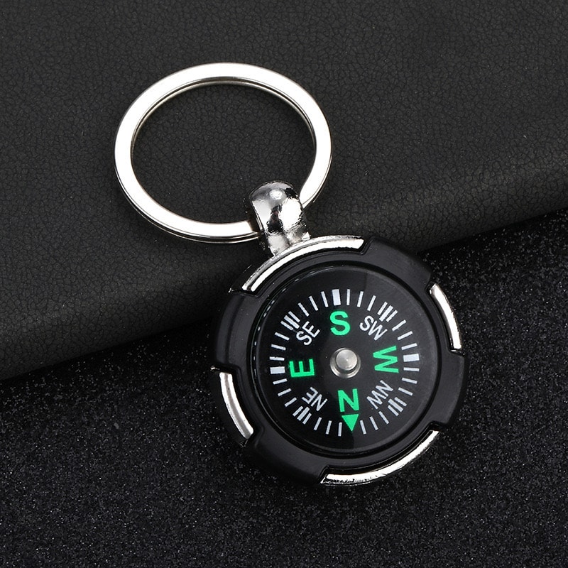 Compact Outdoor Compass Keychain, Mini Survival Navigation Key Holder for Hiking Camping Adventure Gear