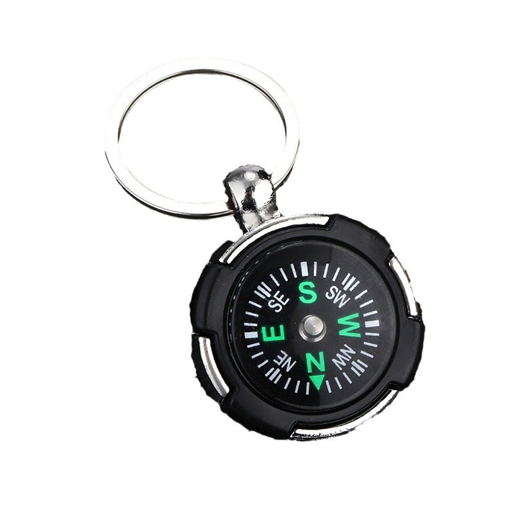 Compact Outdoor Compass Keychain, Mini Survival Navigation Key Holder for Hiking Camping Adventure Gear