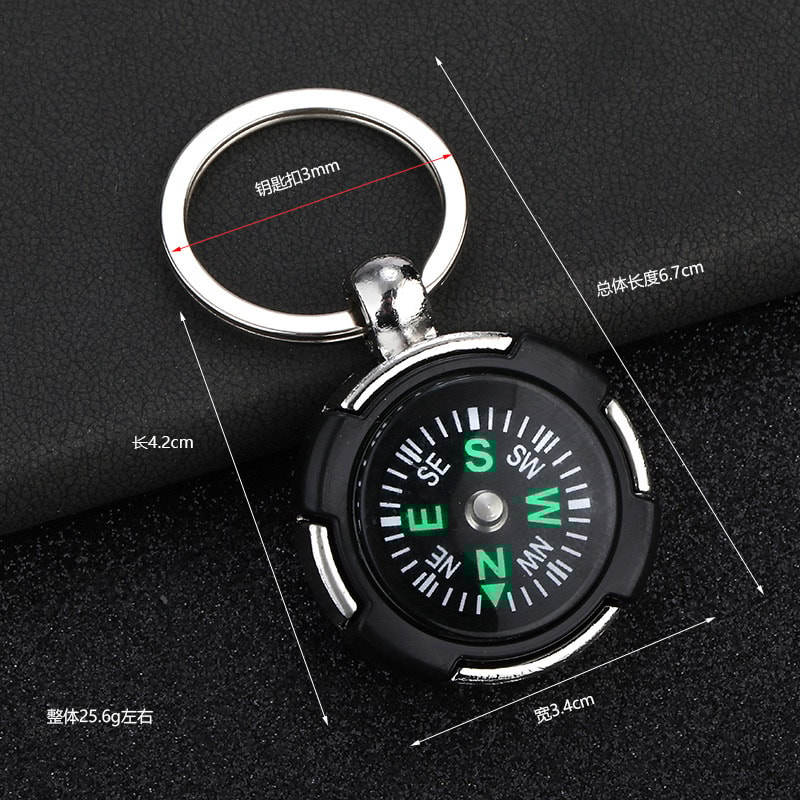 Compact Outdoor Compass Keychain, Mini Survival Navigation Key Holder for Hiking Camping Adventure Gear