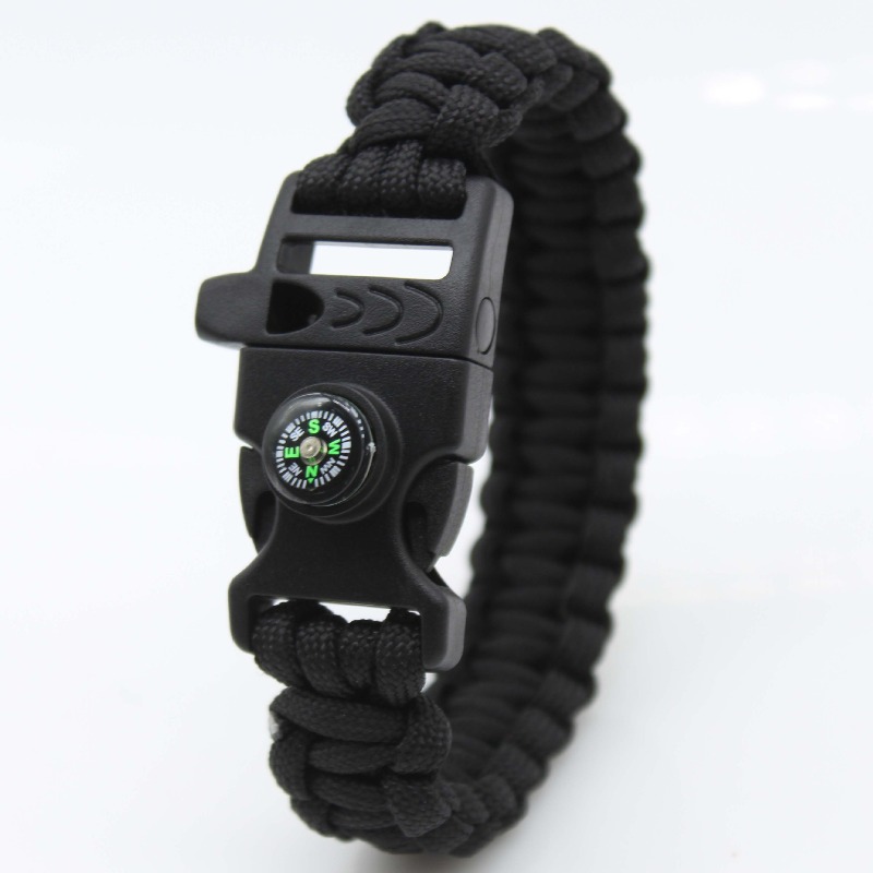 Multifunctional Survival Paracord Bracelet, Outdoor Emergency Gear with Fire Starter Compass Whistle