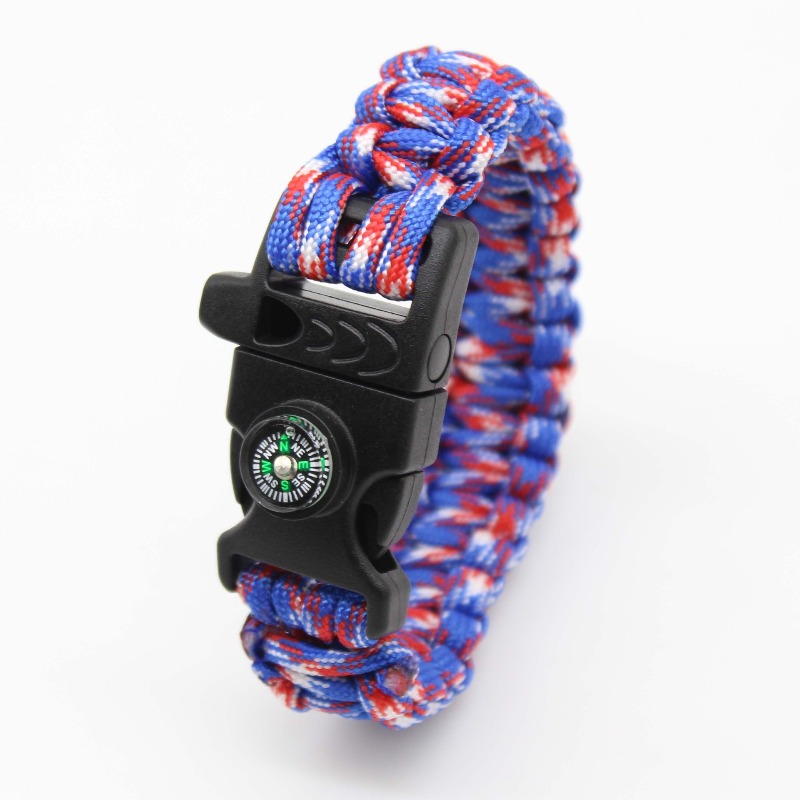 Multifunctional Survival Paracord Bracelet, Outdoor Emergency Gear with Fire Starter Compass Whistle