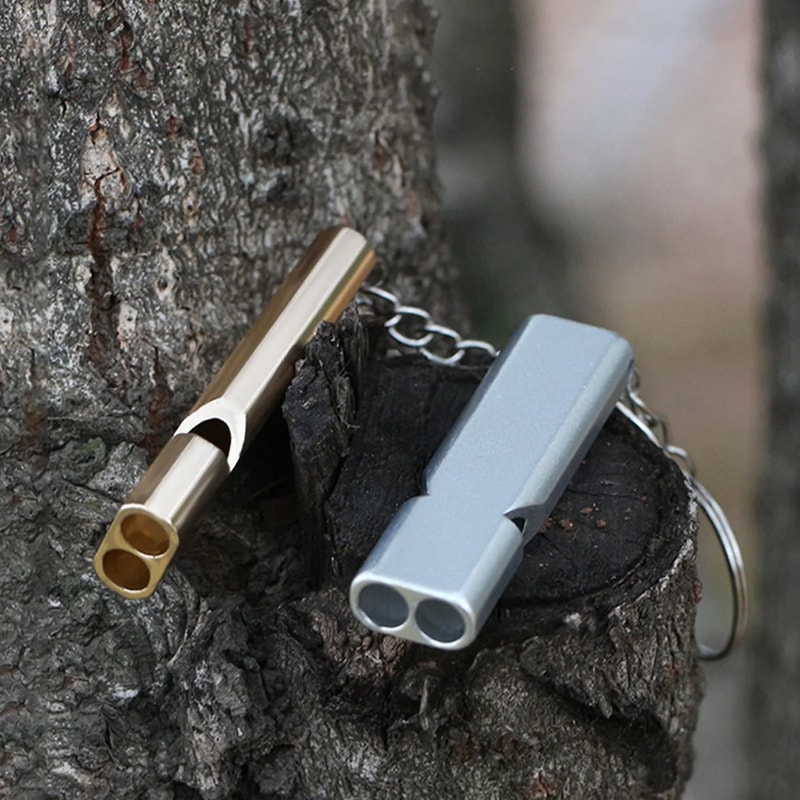 Dual Frequency Survival Whistle Aluminum Alloy Loud Emergency Signal Tool for Outdoor Safety and EDC Gear