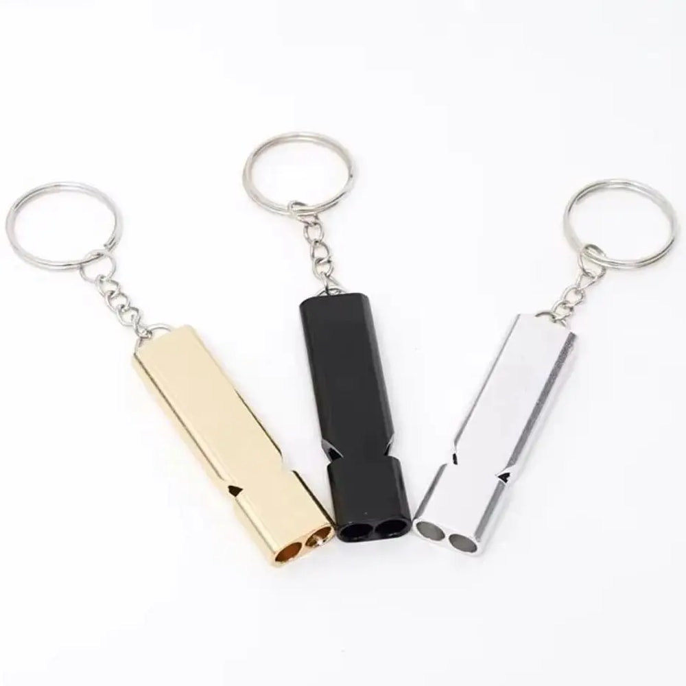 Dual Frequency Survival Whistle Aluminum Alloy Loud Emergency Signal Tool for Outdoor Safety and EDC Gear