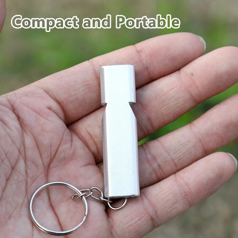 Dual Frequency Survival Whistle Aluminum Alloy Loud Emergency Signal Tool for Outdoor Safety and EDC Gear