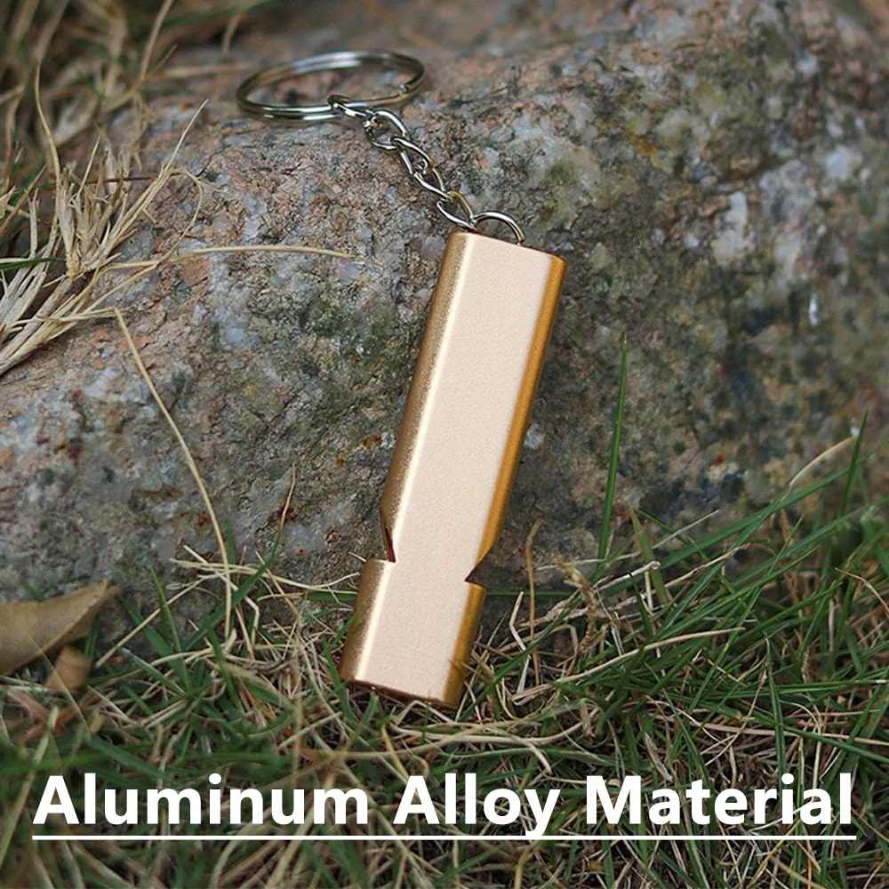 Dual Frequency Survival Whistle Aluminum Alloy Loud Emergency Signal Tool for Outdoor Safety and EDC Gear