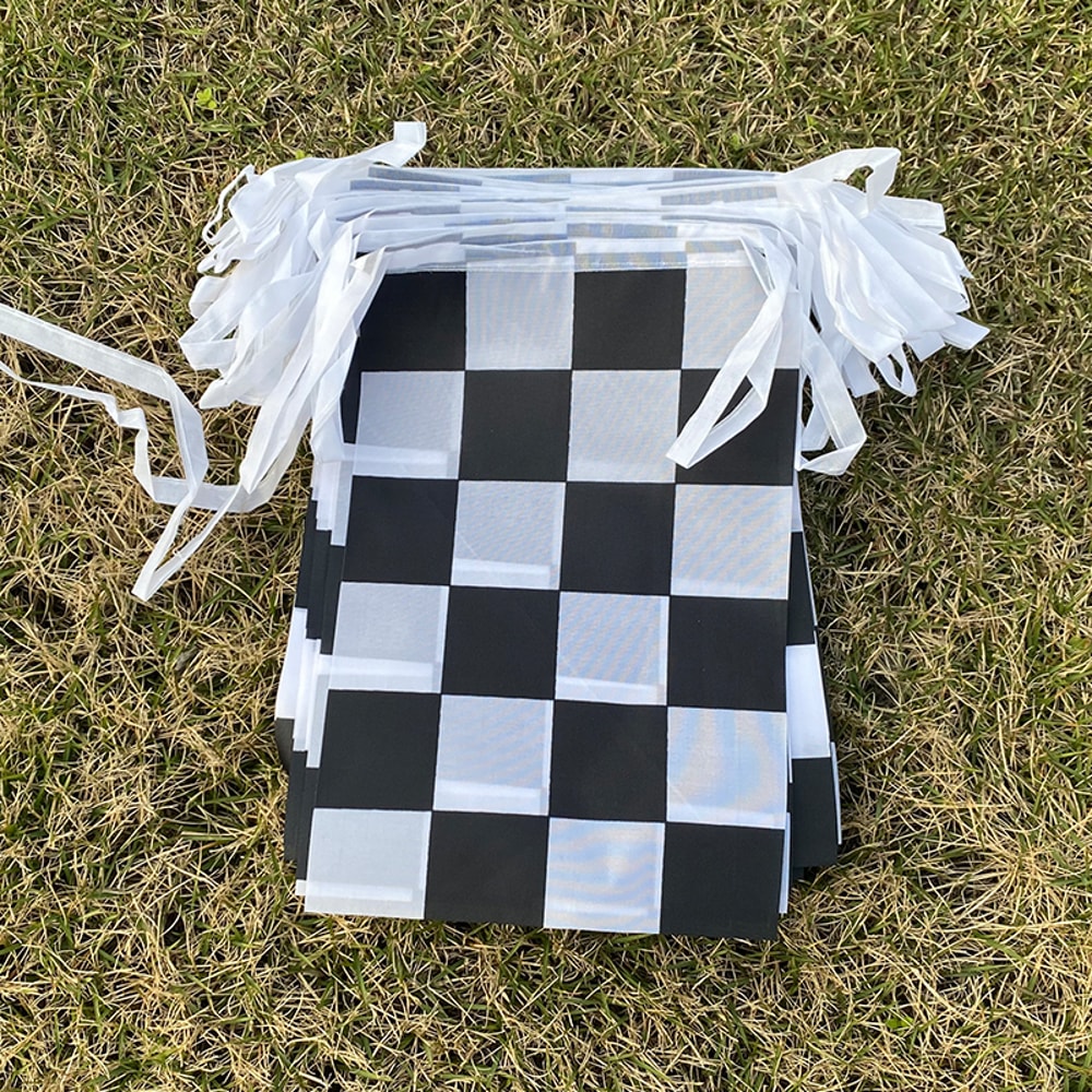 Racing Party Banner Finish Line Flag Garland for Car Theme Birthday Decorations