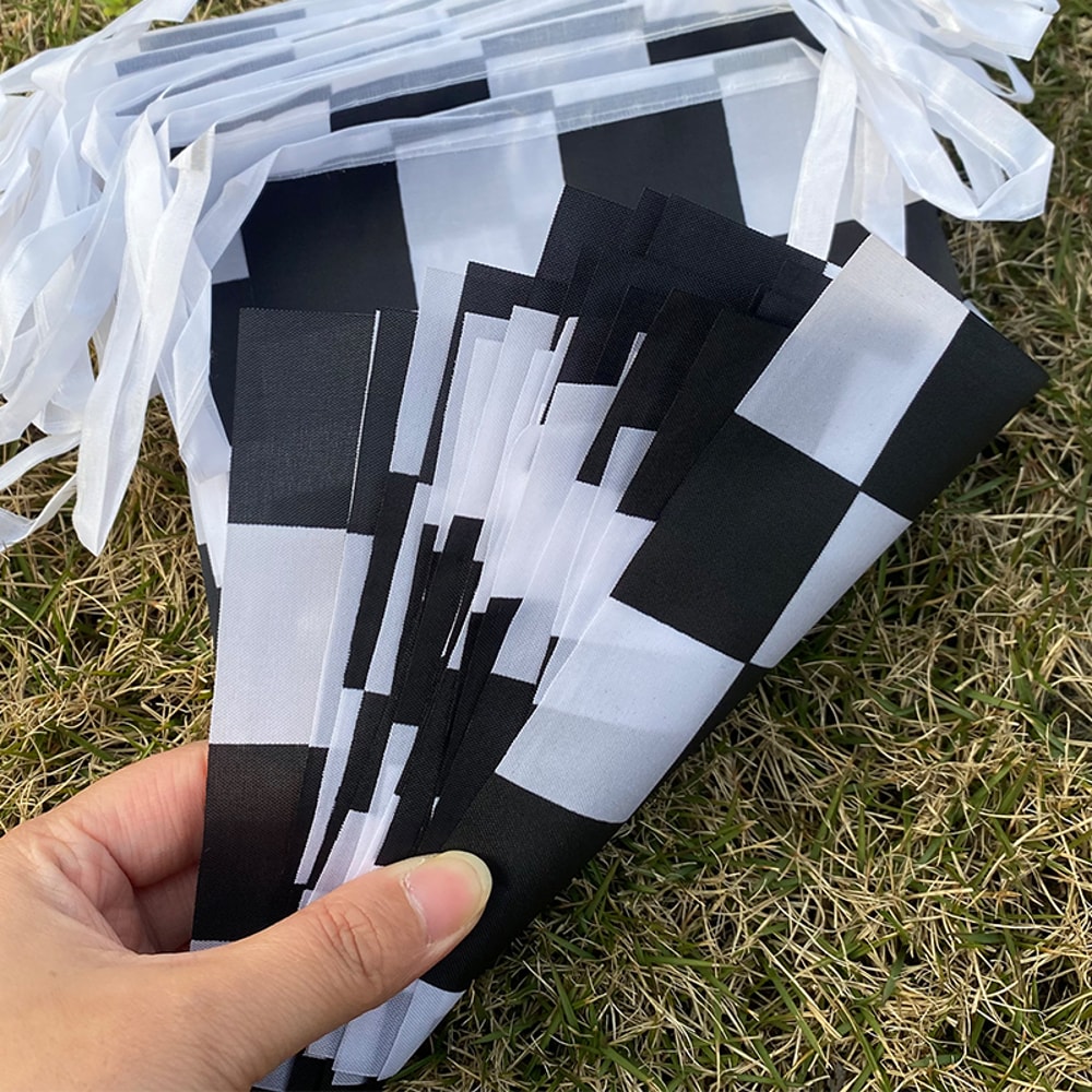 Racing Party Banner Finish Line Flag Garland for Car Theme Birthday Decorations