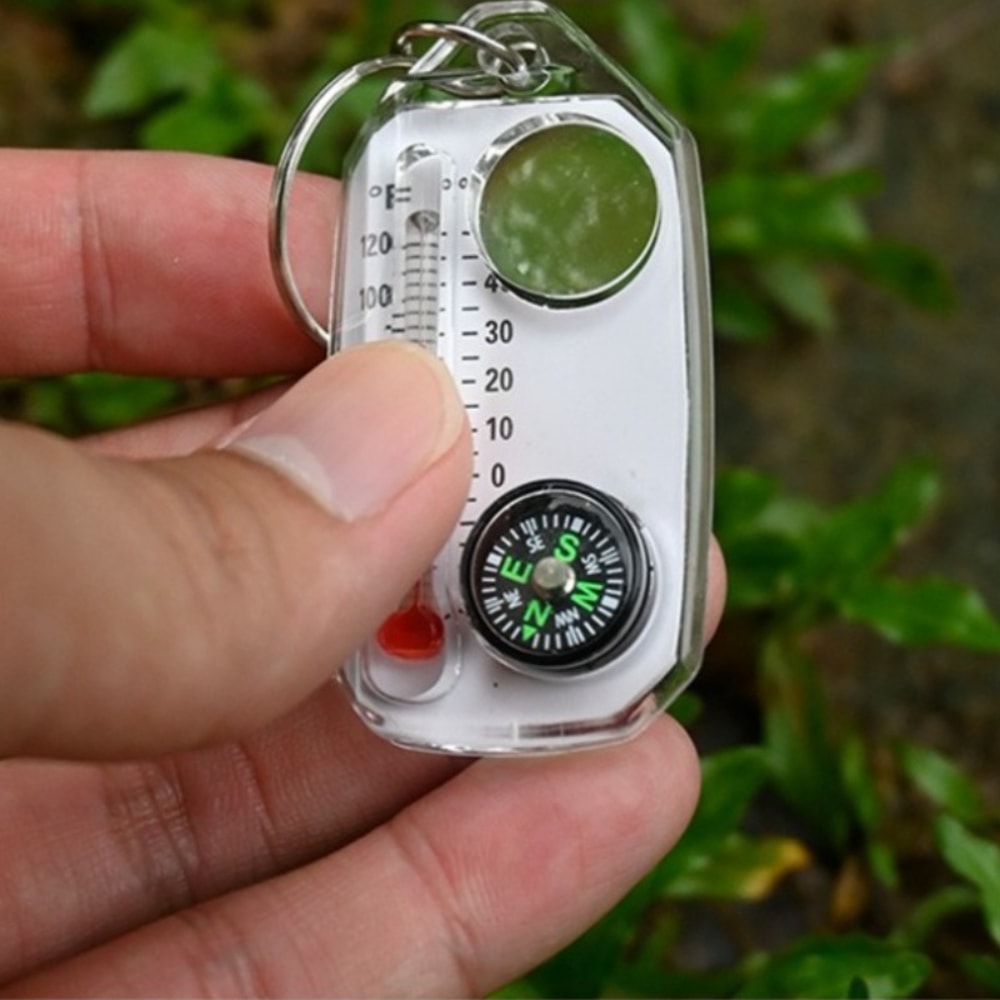 All In One Camping Survival Compass with Thermometer and Magnifier for Outdoor Navigation