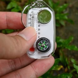 all in one camping survival compass with thermometer and magnifier for outdoor navigation