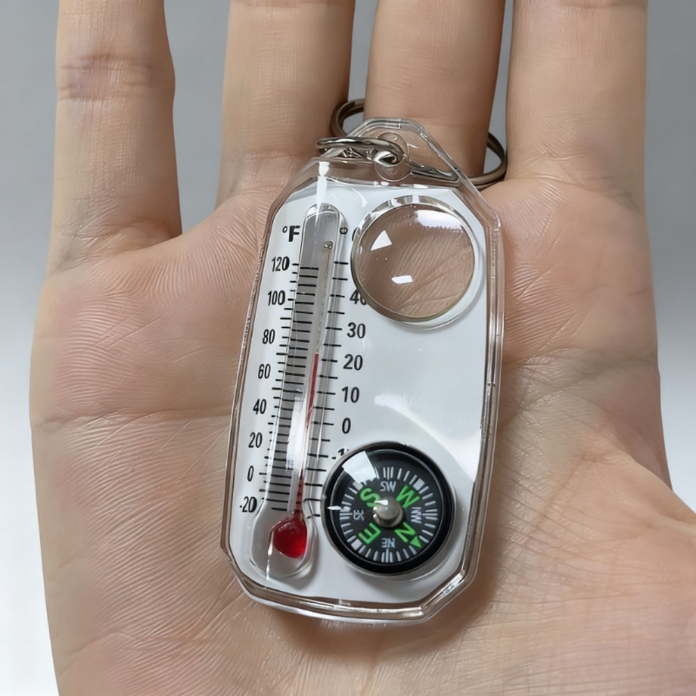 All In One Camping Survival Compass with Thermometer and Magnifier for Outdoor Navigation