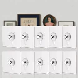 10 pack adhesive wall hooks waterproof no drill hangers for kitchen bathroom and frames