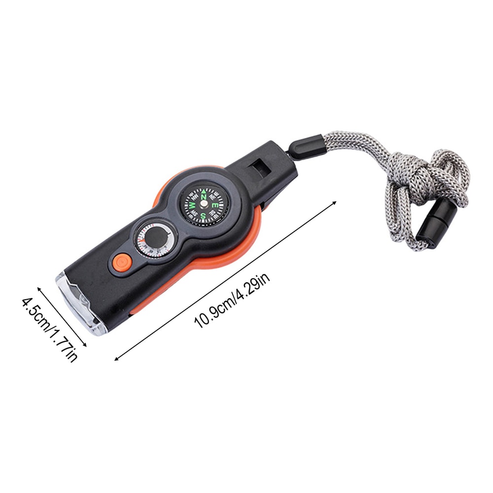 Survival Whistle with LED Light, Compass and Thermometer, Emergency Whistle for Hiking Camping Safety Gear