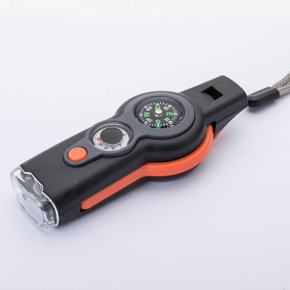 Survival Whistle with LED Light, Compass and Thermometer, Emergency Whistle for Hiking Camping Safety Gear